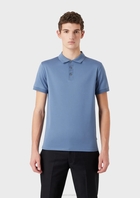 bărbați R802G1542 tricou polo slim-fit, cu ornamente contrastante Armani albastru