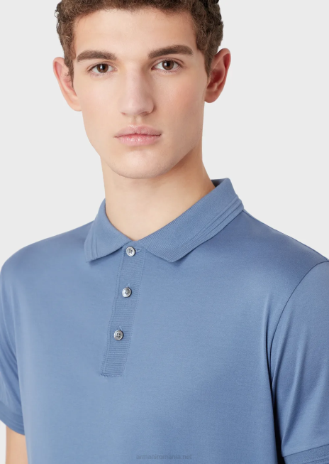 bărbați R802G1542 tricou polo slim-fit, cu ornamente contrastante Armani albastru