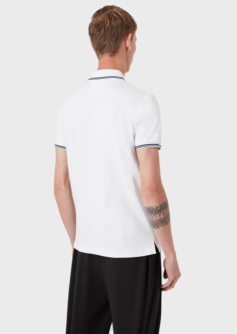 bărbați R802G1549 tricou polo din piqué stretch cu micro vultur Armani roșu