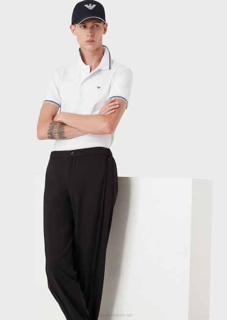 bărbați R802G1549 tricou polo din piqué stretch cu micro vultur Armani roșu