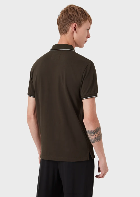 bărbați R802G1552 tricou polo din piqué stretch cu micro vultur Armani albastru china