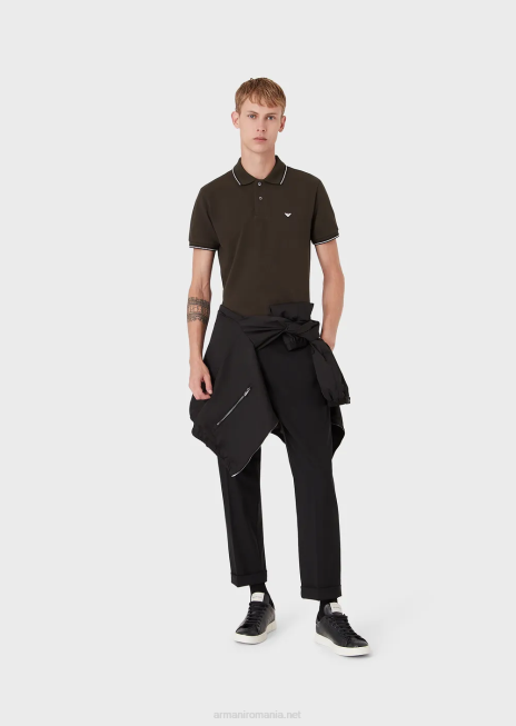 bărbați R802G1552 tricou polo din piqué stretch cu micro vultur Armani albastru china