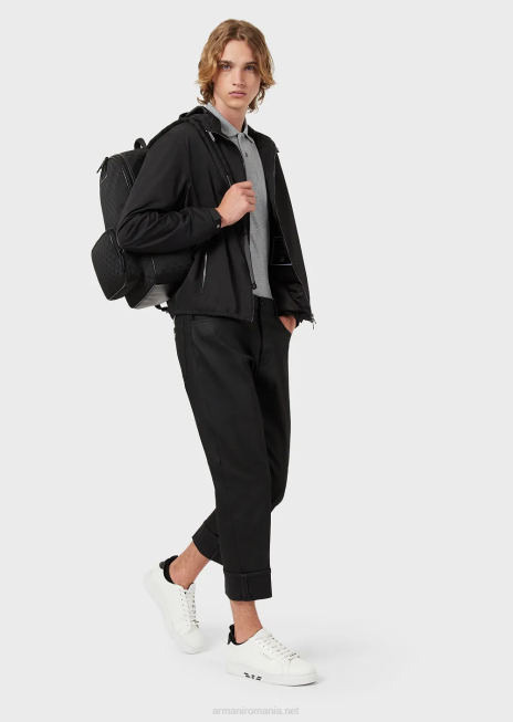 bărbați R802G1553 tricou polo din piqué stretch cu micro vultur Armani gri deschis