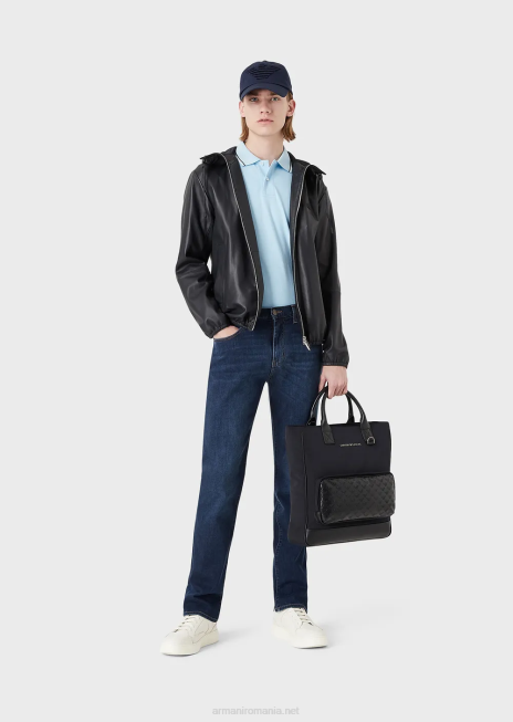 bărbați R802G1554 tricou polo din piqué stretch cu micro vultur Armani azur