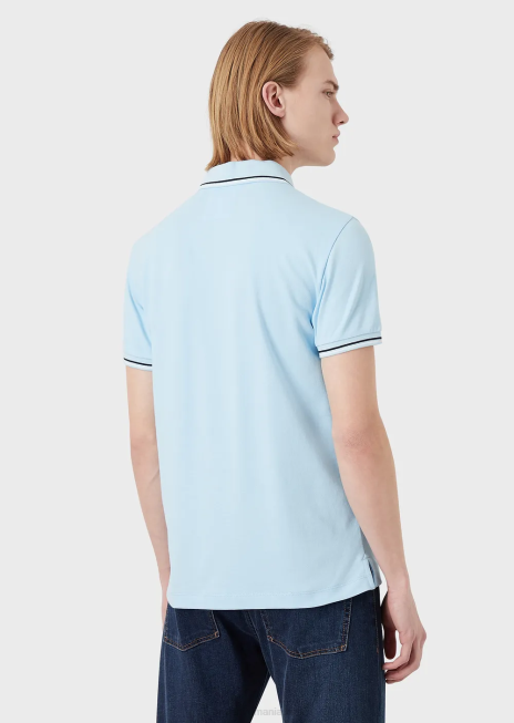 bărbați R802G1556 tricou polo din piqué stretch cu micro vultur Armani gri închis
