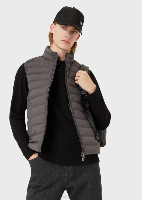 bărbați R802G1557 tricou polo cu mâneci lungi din piqué stretch, cu micro broderie vultur Armani negru