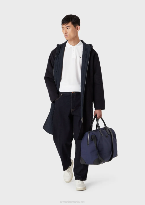 bărbați R802G1560 tricou polo din piqué mercerizat cu micro vultur Armani alb