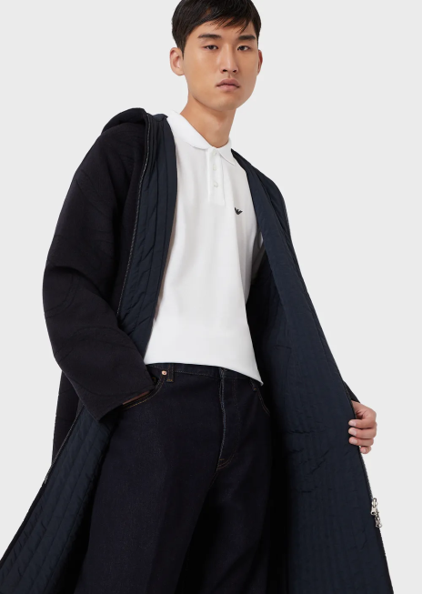 bărbați R802G1560 tricou polo din piqué mercerizat cu micro vultur Armani alb