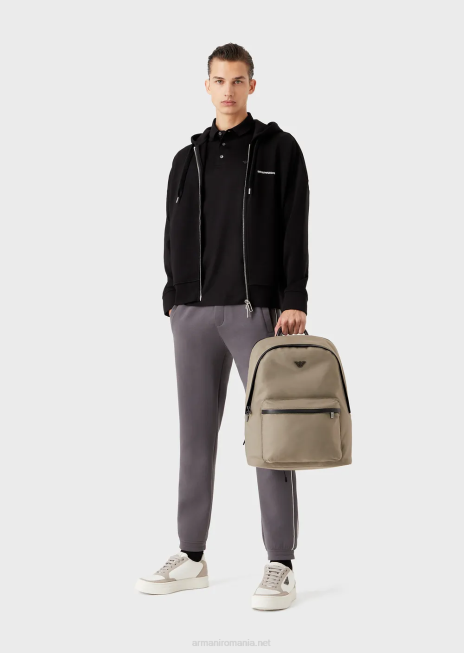 bărbați R802G1565 Tricou polo din tricou din amestec tencel cu micro vultur Armani negru