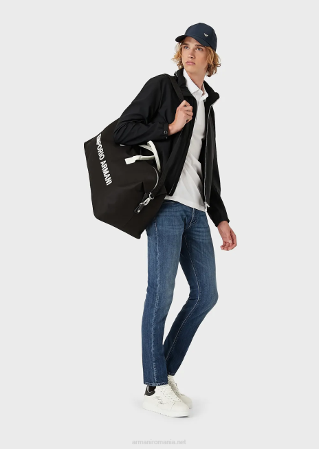 bărbați R802G1566 Tricou polo din tricou din amestec tencel cu micro vultur Armani alb