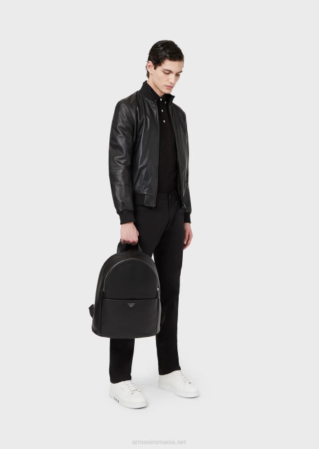 bărbați R802G1568 Tricou polo din jerseu mercerizat cu vultur jacquard peste tot Armani negru