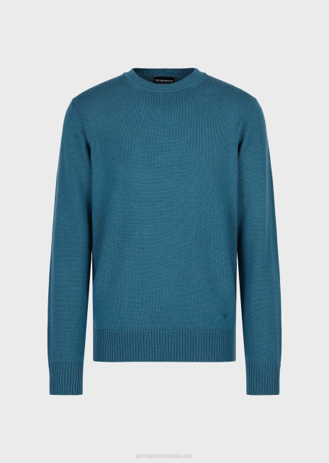 bărbați R802G1217 pulover din lână virgină, cu potrivire obișnuită Armani avio