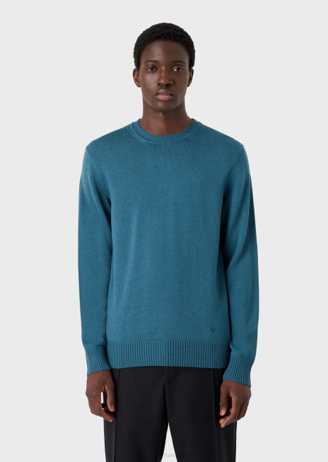 bărbați R802G1217 pulover din lână virgină, cu potrivire obișnuită Armani avio