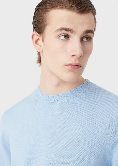 bărbați R802G1218 pulover din lână virgină, cu potrivire obișnuită Armani albastru marin