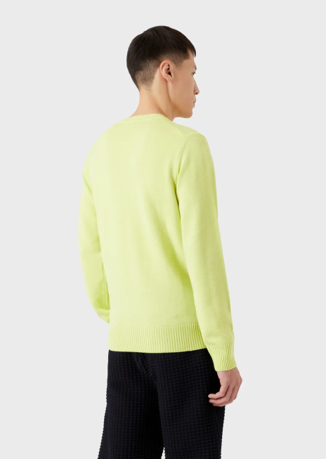 bărbați R802G1219 pulover din lână virgină, cu potrivire obișnuită Armani galben