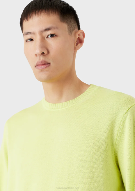 bărbați R802G1219 pulover din lână virgină, cu potrivire obișnuită Armani galben