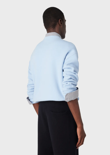 bărbați R802G1235 pulover cu gâtul turn din lână virgină Armani azur