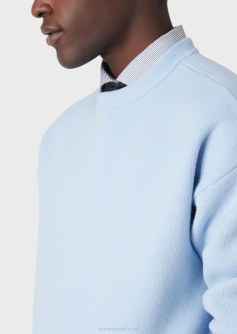 bărbați R802G1235 pulover cu gâtul turn din lână virgină Armani azur