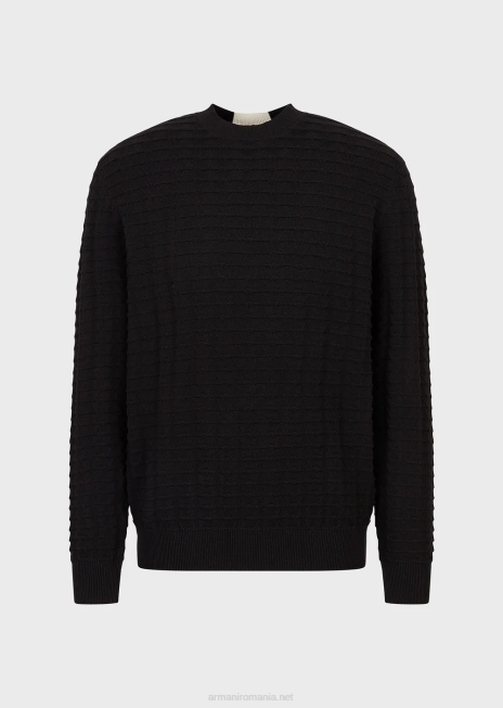 bărbați R802G1242 jumper texturat cu model cu efect 3d peste tot Armani negru