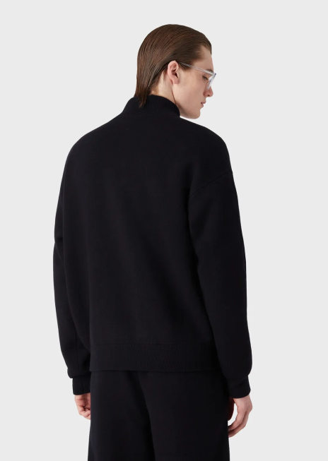 bărbați R802G1244 cardigan din lână virgină cu fermoar complet Armani albastru marin