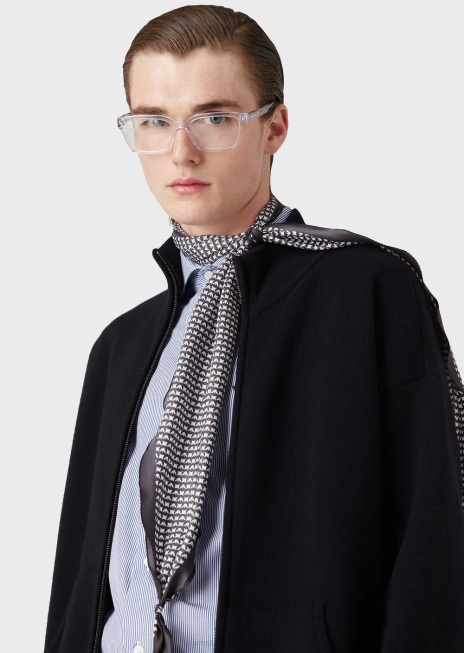 bărbați R802G1244 cardigan din lână virgină cu fermoar complet Armani albastru marin