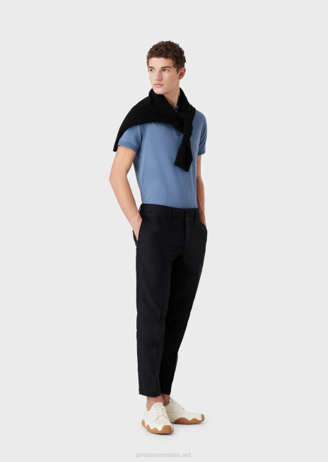 bărbați R802G1245 Pulover din pură lână virgină cu motiv jacquard geometric Armani negru