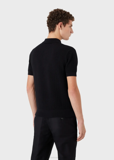 bărbați R802G1249 pulover cu guler texturat polo cu model în relief Armani