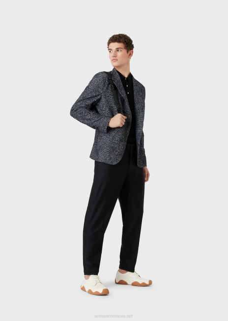 bărbați R802G1249 pulover cu guler texturat polo cu model în relief Armani