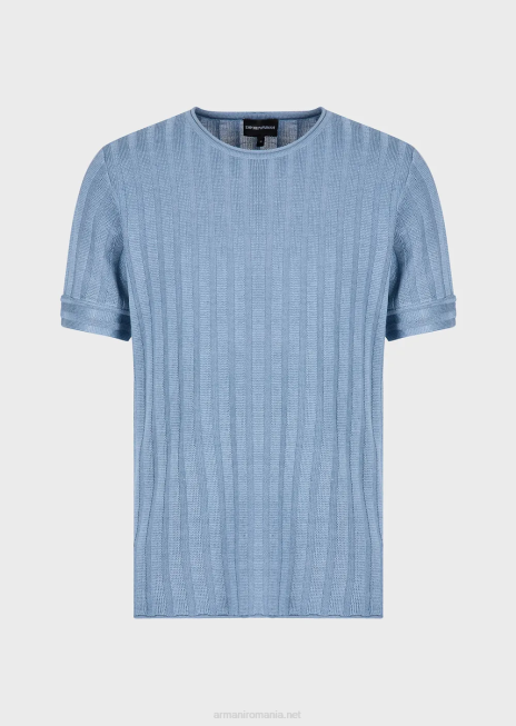 bărbați R802G1252 pulover din amestec de lână și lyocell cu coase și cusături Armani