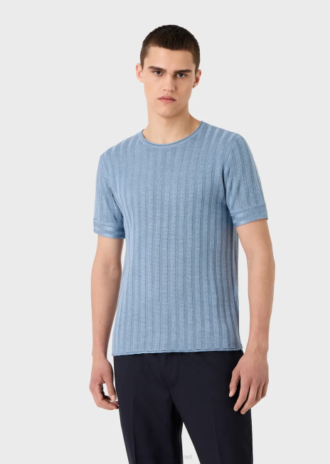 bărbați R802G1252 pulover din amestec de lână și lyocell cu coase și cusături Armani