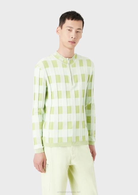 bărbați R802G1253 pulover vanise cu gât fals și fermoar Armani