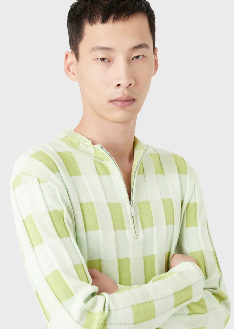 bărbați R802G1253 pulover vanise cu gât fals și fermoar Armani