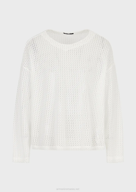 bărbați R802G1255 Pulover supradimensionat din plasă de nailon armure cu efect de dantelă Armani