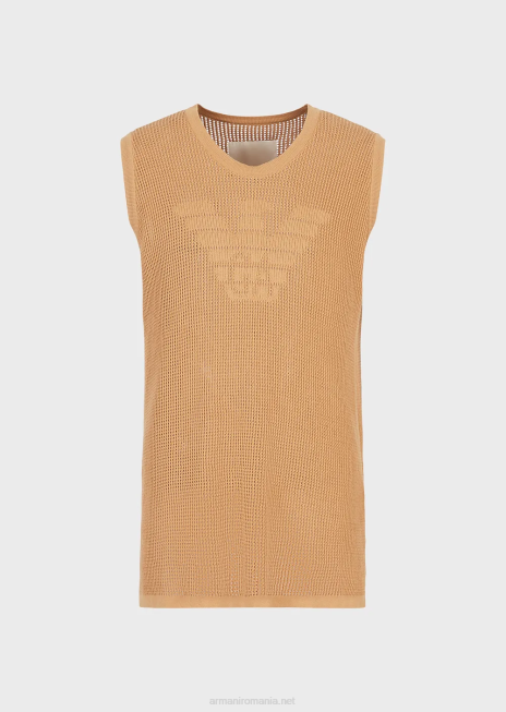 bărbați R802G1256 colecție sustenabilă maiou supradimensionat realizat dintr-o plasă tricotată din fire reciclate Armani