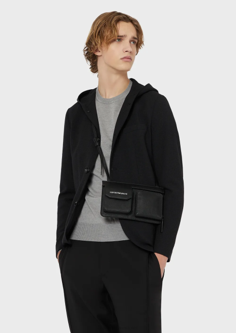 bărbați R802G1261 pulover din tricot simplu, pură lână virgină Armani gri deschis