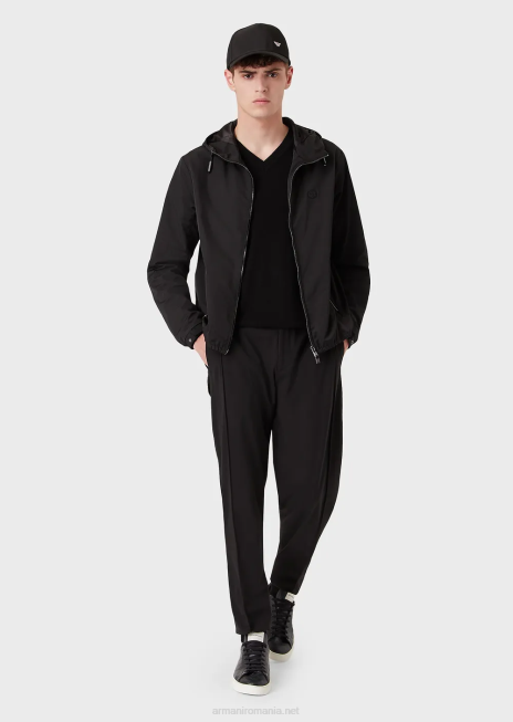 bărbați R802G1269 pulover din cașmir pur cu decolteu în V Armani negru