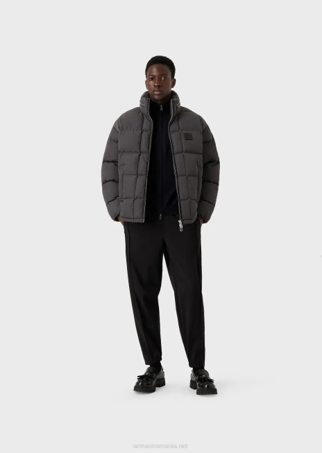 bărbați R802G1271 cardigan cu fermoar întreg din lână virgină Armani negru