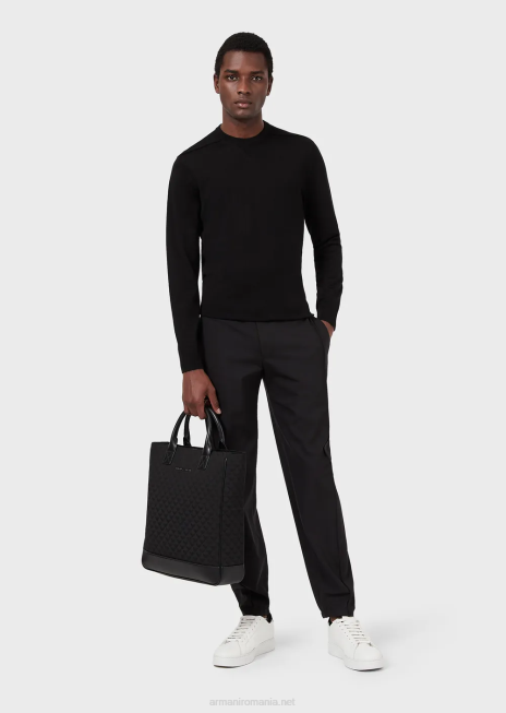 bărbați R802G1274 pulover cu decolteu rotund din amestec de lână și lyocell Armani gri închis