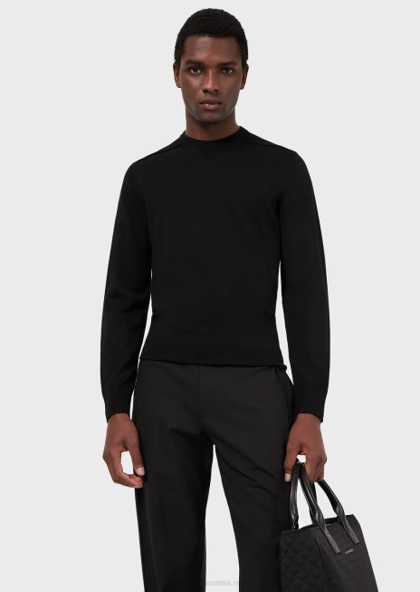 bărbați R802G1274 pulover cu decolteu rotund din amestec de lână și lyocell Armani gri închis