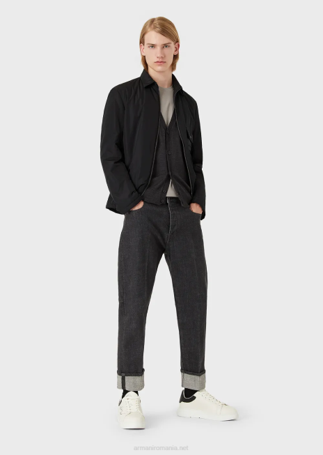 bărbați R802G1282 Cardigan cu decolteu în V din lână virgină din tricot simplu Armani gri închis