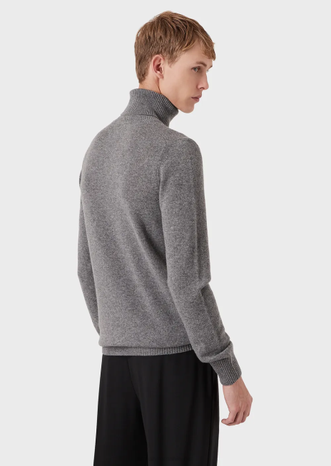 bărbați R802G1285 decolteu din cașmir pur Armani gri