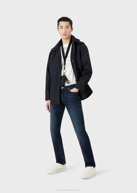 bărbați R802G1604 tricou din jerseu mercerizat cu model de litere cauciucate vultur supradimensionat Armani alb