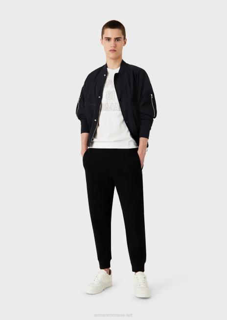 bărbați R802G1610 tricou din jerseu din amestec tencel cu petice conturate Emporio Armani 81alb