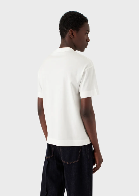 bărbați R802G1620 tricou din jerseu din amestec tencel cu logo în relief Armani gri