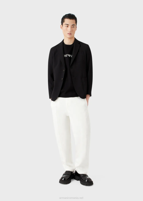 bărbați R802G1621 tricou din jerseu greu cu broderie emporio armani într-un font militarnegru