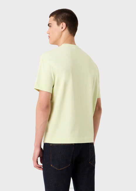 bărbați R802G1625 tricou din jerseu greu cu broderie emporio armani într-un font militarverde deschis