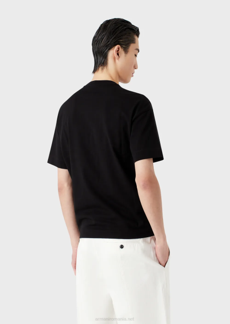 bărbați R802G1627 tricou din jerseu greu cu broderie emporio armani într-un font militaralb