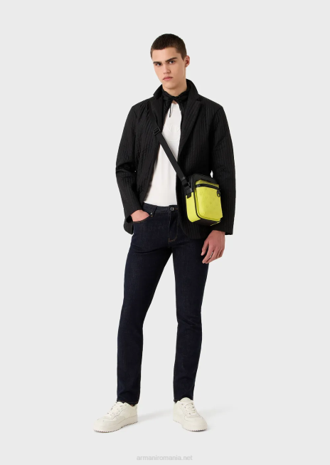 bărbați R802G1635 tricou din jerseu greu, cu ornamente supradimensionate cu logo în relief Armani alb