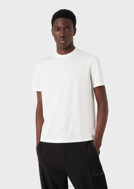 bărbați R802G1637 tricou din jerseu din amestec tencel travel essentials Armani alb