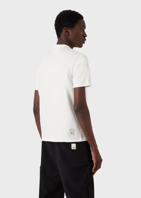 bărbați R802G1637 tricou din jerseu din amestec tencel travel essentials Armani alb